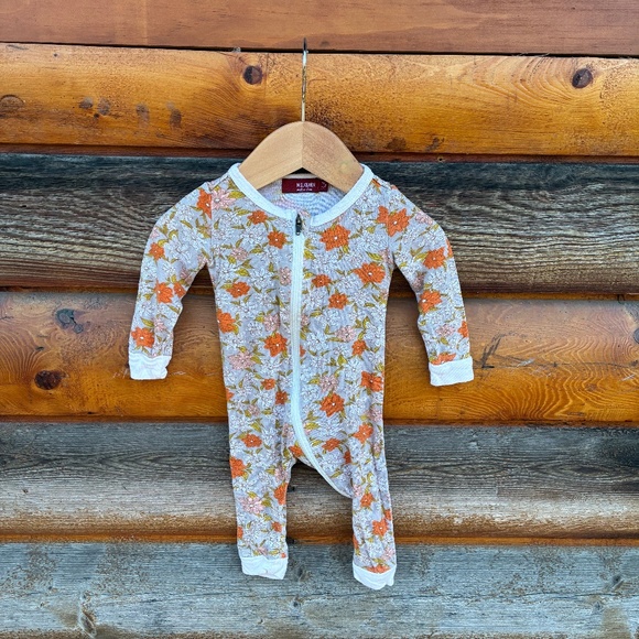 Milkbarn zippered one piece size 3-6 months in retro floral print - Picture 1 of 5